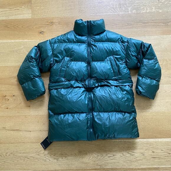 Storets Pao Two Way Zipper Puffer Coat in Deep Forest Green - Picture 1 of 5